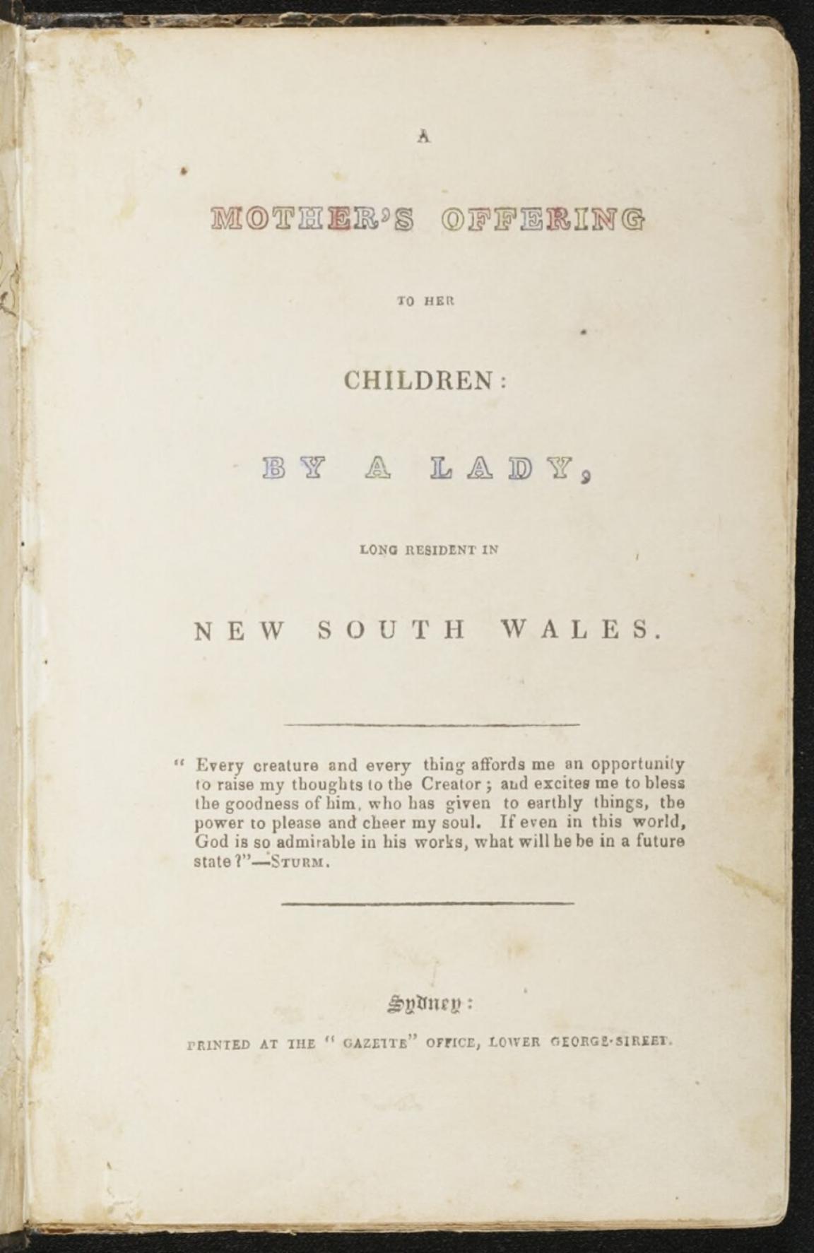 Title page of early children's literature publication