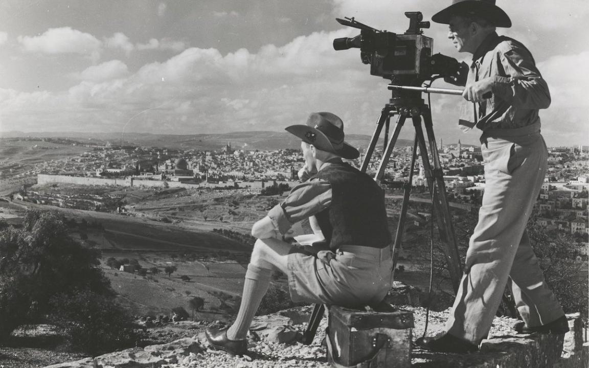 Frank Hurley and Masly Williams looking towards Jerusalem