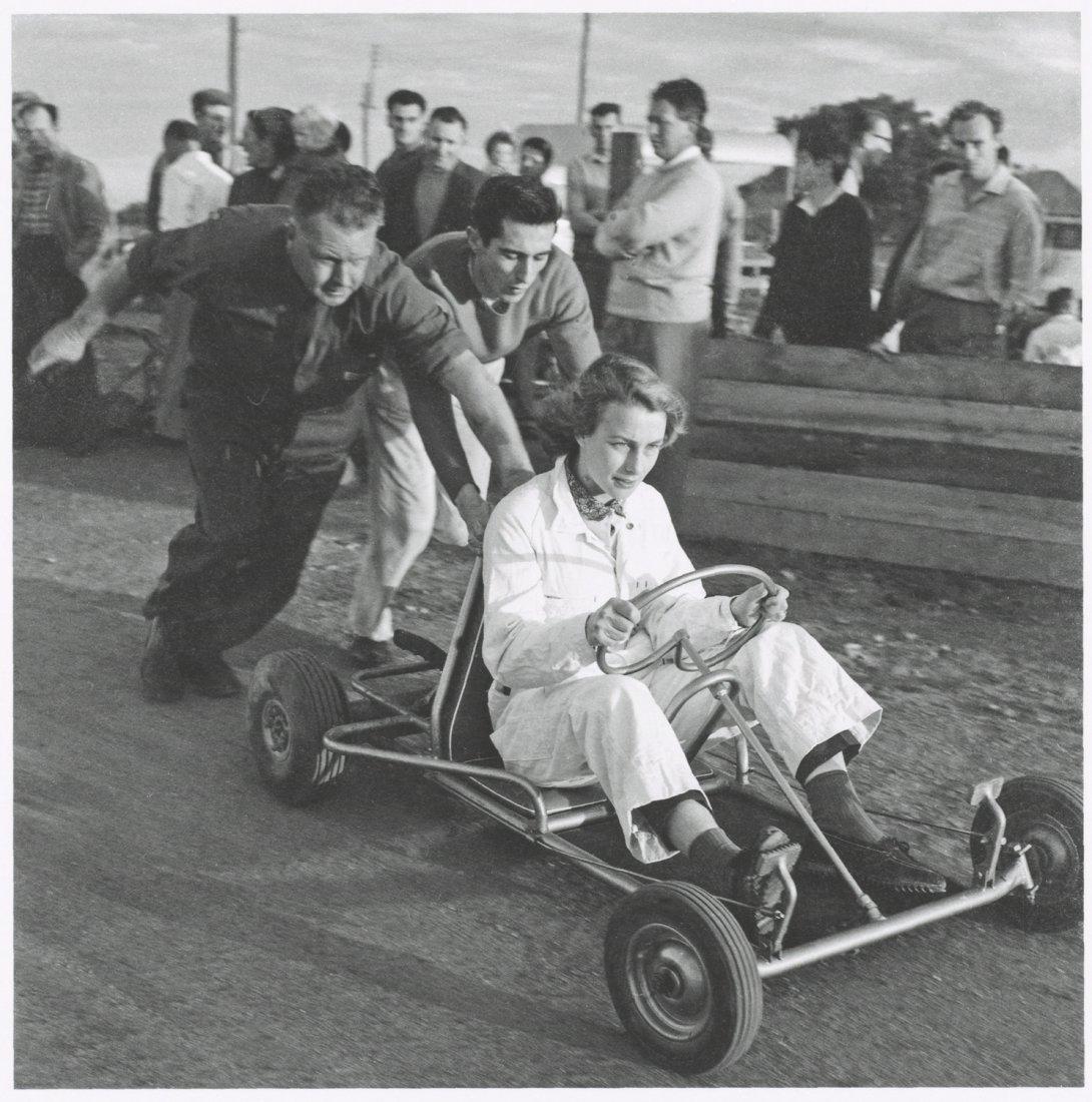 Jeff Carter, A woman go-kart racer - on the shores of Botany Bay, New South Wales, 1950s