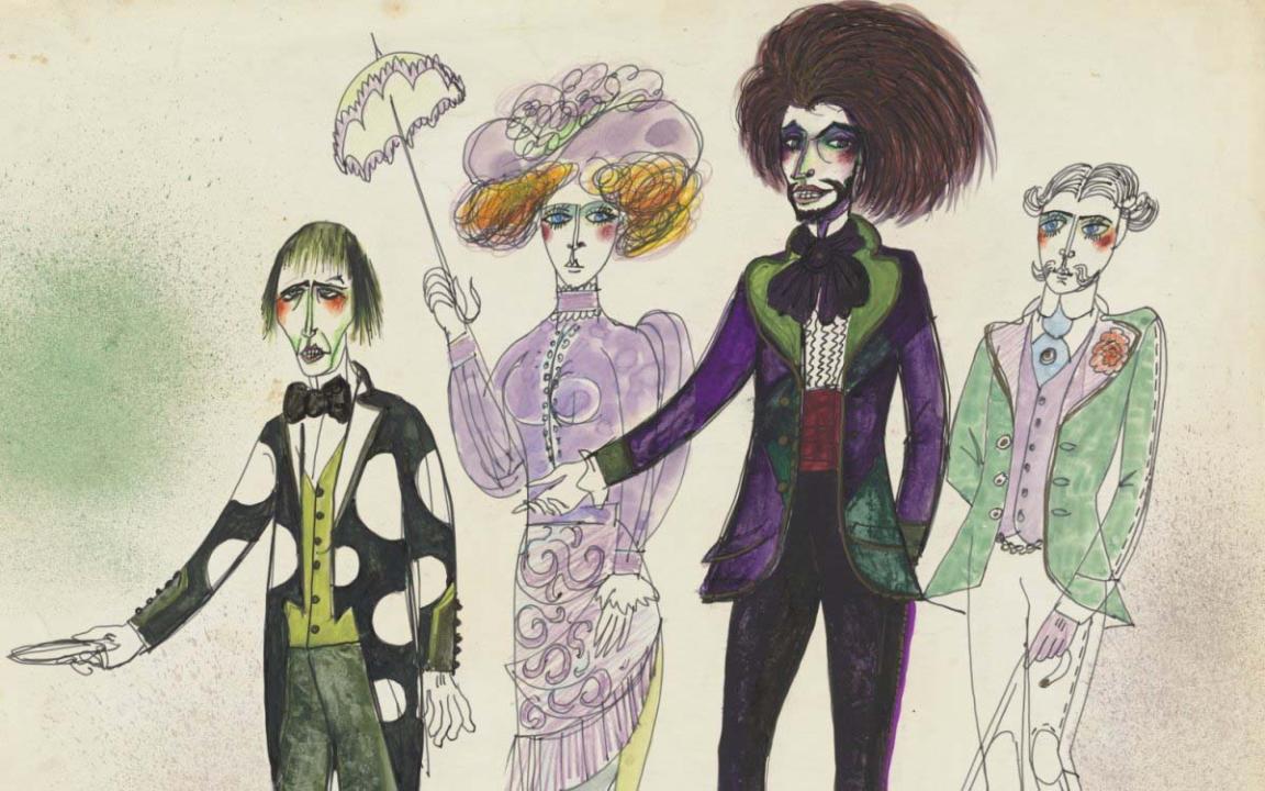 Costume designs for Cochenille, Spalanzani and Guests from 'The Tales of Hoffmann', State Opera of South Australia 1982