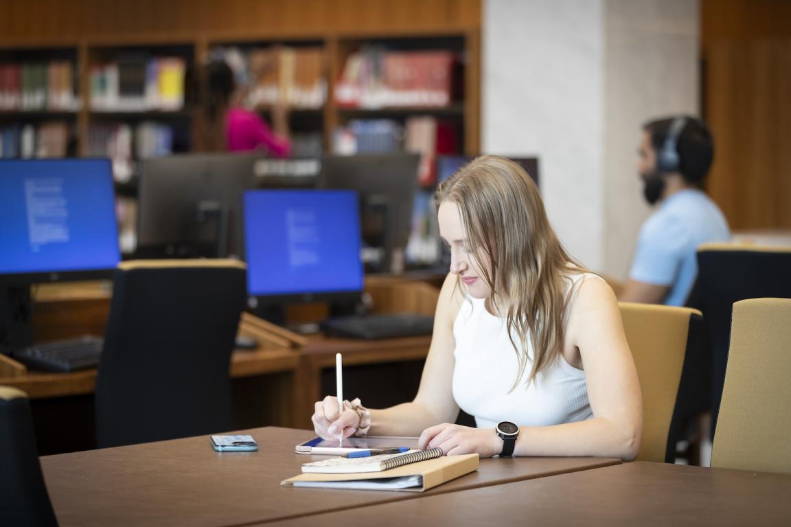 Young woman studying in the Main Reading Room