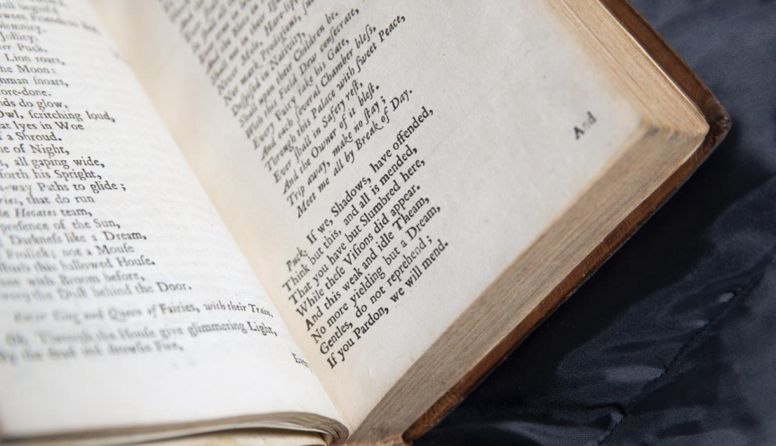 Close up of sonnets in an old book